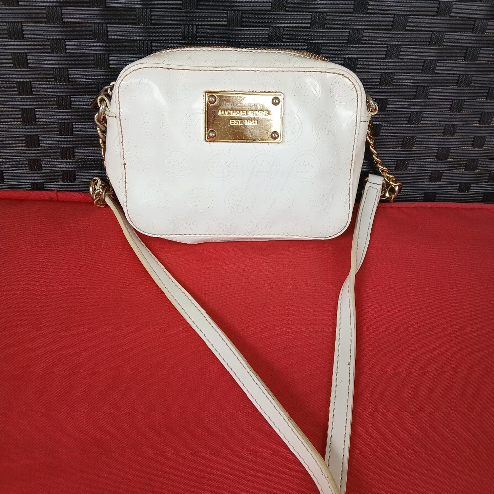 Michael Kors Patent Leather White Crossbody.
